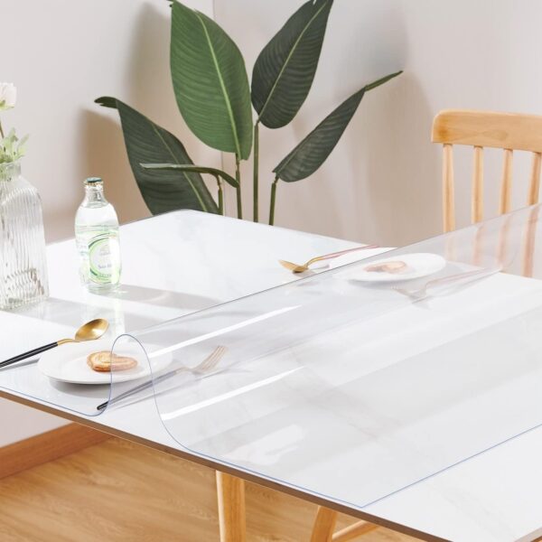 Custom 1.5mm Thick Crystal Clear Table Cover Protector 28 x 66 Inch Waterproof PVC Protective Table Pad Transparent Mat for Coffee Table, Dining Room Table, Office Desk, End Table/Night Stand - Image 3