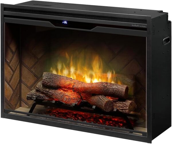 Dimplex Revillusion® 36 Inch Built-in Electric Firebox - Herringbone Brick Background - Includes Realistic Faux Logset, Front Glass Panel, Firebox, and Plug Kit - Image 5