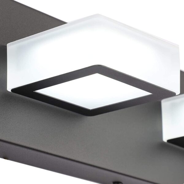 Ralbay 2 Lights Black Modern Bathroom Vanity Light Acrylic LED Modern Black Bathroom Wall Lighting Fixtures - Image 7