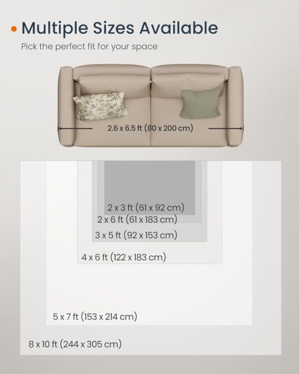 SONGMICS HOME Area Rug, 5x7 ft Living Room Rug, Non-Slip Carpet, Farmhouse Style Rug, Home Decor, for Bedroom, Kitchen, Entryway, Dining Room, Machine Washable, Cappuccino Beige UTAR085K01 - Image 5