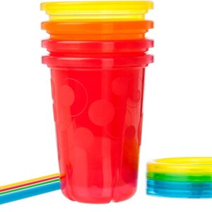 The First Years Take & Toss Toddler Straw Cups - Spill Proof and Dishwasher Safe Toddler Cups with Straws - Toddler Feeding Supplies - 10 Oz - 4 Count