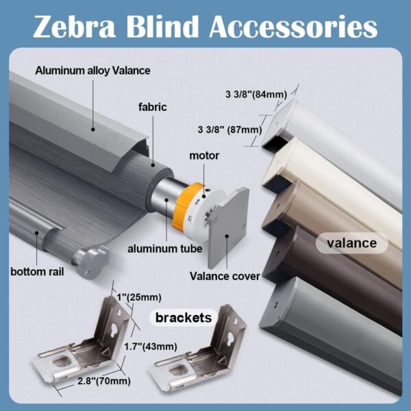 TIPIACE Smart Hard-Wired Motorized Blackout Window Blinds Work with Alexa,Remote Control Half Blackout Thick Fabric Zebra Blinds Shades for Windows (Glacier Grey) - Image 6