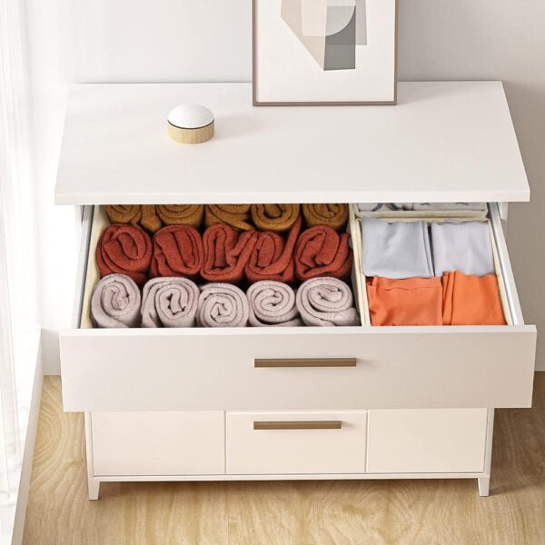 Criusia Drawer Organizer Clothes 12 Pack, Dresser Organizer for Nursery Bedroom Closet Organization and Storage - Baby Clothes Organizer Bins - Drawer Divider for Sock Underwear Bra Ties (Beige) - Image 6