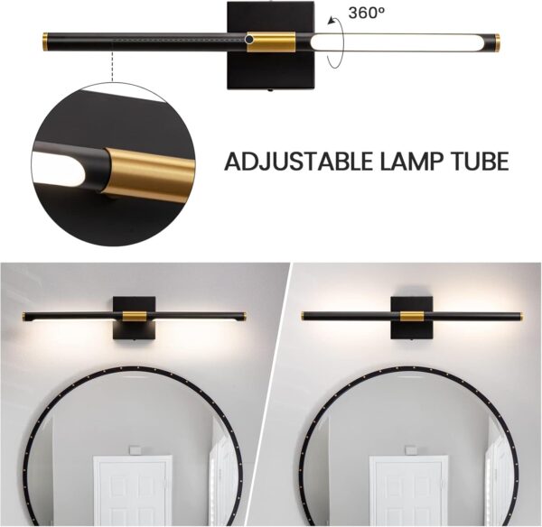 Black Gold Vanity Light Fixtures for Bathroom Over Mirror 24 inch LED Bath Sconces 4000K Morden Picture Lights for Paintings (Horizontal & Vertical) - Image 3