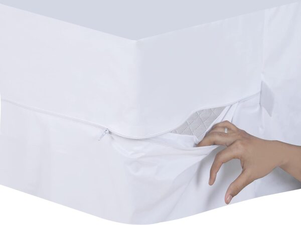 Feather & Stitch Premium Mattress Protector, Bedding Zippered Mattress Encasement, 100% Waterproof Knitted Polyester Bed Cover - Absorbent, Six-Sided Mattress Cover (Queen) - Image 2