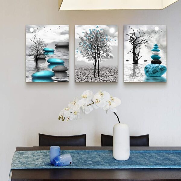 Lapremoly Wall Decor For Living Room Canvas Wall Art For Bedroom Office Decoration Black And White Wall Paintings Inspirational Abstract Blue Pictures Prints Artwork Home Decor 3 Piece 12x16 In - Image 6
