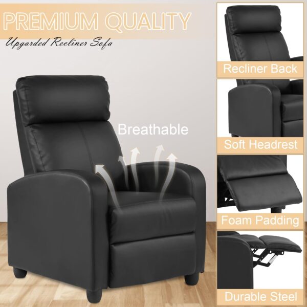 Recliner Chair Breathable Padded PU Leather Massage Single Sofa Recliners for Small Recliner Chair with Footrest Home Theater Seating for Bedroom Living Room,Beige - Image 5