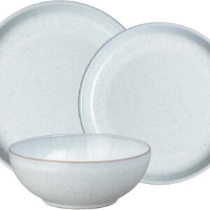 Denby - White Speckle Dinner Set For 4-12 Piece Ceramic Stoneware Tableware Set - Dishwasher Microwave Oven Safe - Scratch Chip Resistant