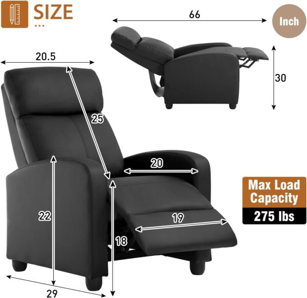 FDW Recliner Chair Home Theater Seating Reclining Sofa Push Back Recliner with Lumbar Support and Padded Seat Backrest for Living Room - Image 3