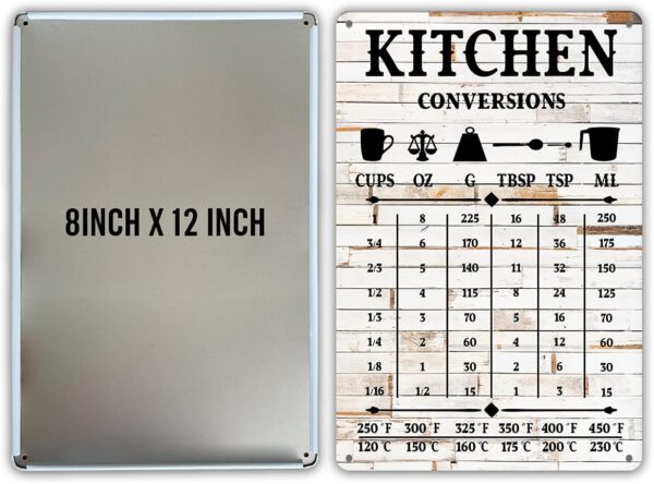 QIONGQI Funny Kitchen Quote Metal Tin Sign Wall Decor, Farmhouse Rustic Kitchen Conversions Sign for Home Decor Gifts(Wooden Style) - Image 2