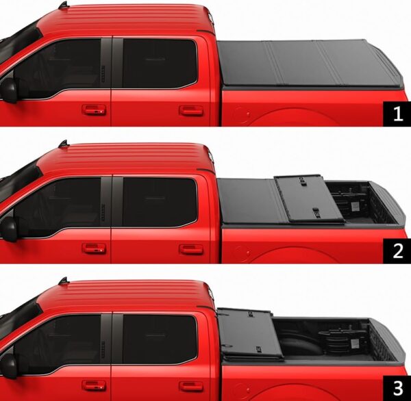 CARMOCAR Hard Tri-Fold Tonneau Cover Replacement for 2015-2024 Ford F-150 Styleside 5.5" Black Truck Bed Cover - Image 2