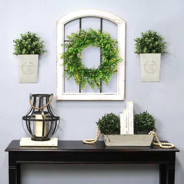 LESEN Set of 2 Farmhouse Metal Wall Planter,Rustic Wall Decor Country Hanging Wall Vase Box for Plants Flower Home Decoration - Image 2