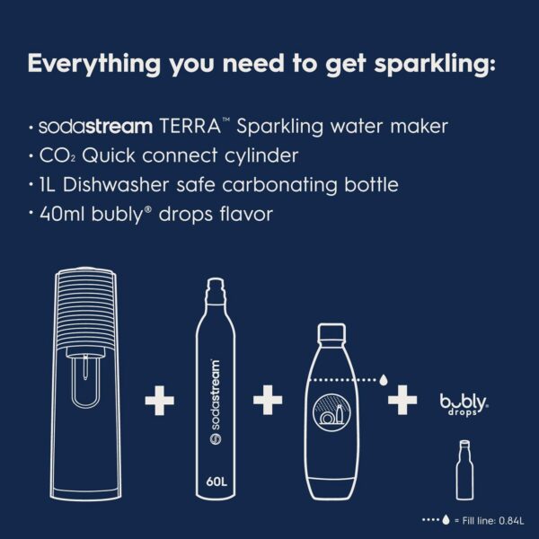 SodaStream Terra Sparkling Water Maker (Black) with CO2, DWS Bottle and Bubly Drop - Image 3
