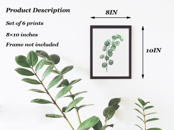 Jiovbiol Minimalist Green Wall Art Prints Set of 6，Boho Greenery Botanical Wall Decor，Leaves Paintings For Wall,Green Plant Posters Collage Set for Living Room(Unframed 8x10in) - Image 5