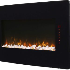 Dimplex Winslow Wall Mounted Electric Fireplace, 42" Inch, Black, 1400W - Modern Wall Electric Fireplace with Heater, Multiple Media Options, Remote Control - Slim Fireplaces for Living Room, Bedroom