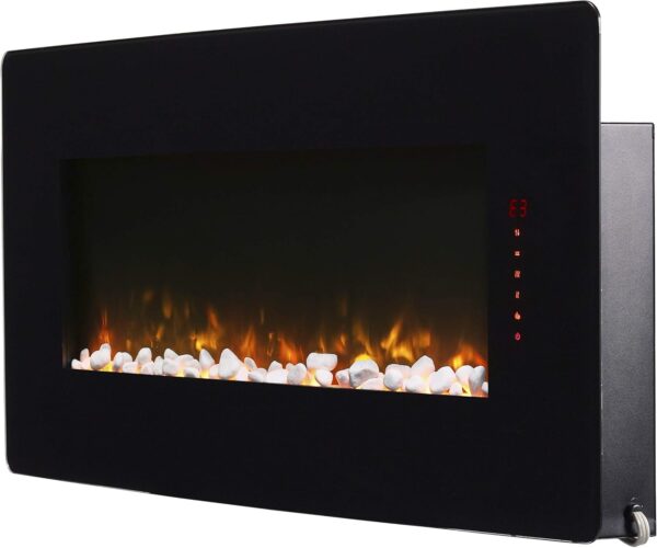 Dimplex Winslow Wall Mounted Electric Fireplace, 42" Inch, Black, 1400W - Modern Wall Electric Fireplace with Heater, Multiple Media Options, Remote Control - Slim Fireplaces for Living Room, Bedroom