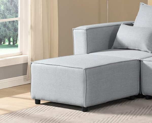 Modular Sectional Sofa,Convertible L Shaped 3 Seater Sofa with Removable Ottoman,Oversized Sectional Couches for Living Room,Modular Sectionals with Chaise,Corner Couch(Gray) - Image 3
