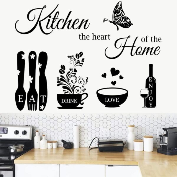 Kitchen Wall Stickers Dining Room Quotes Wall Decals The Kitchen The Heart of The Home Vinyl Wall Sign Art Decor Home Decoration Wall Decal for Kitchen Living Room Dining Room Wall Decorations. - Image 2