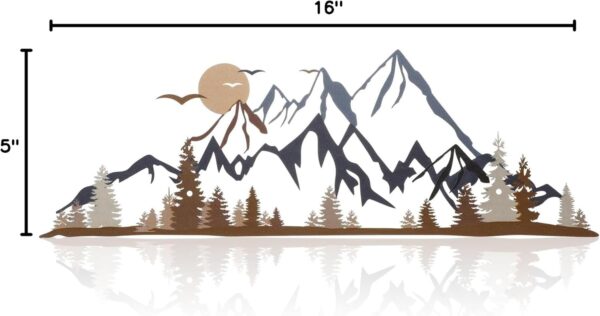 Mountain Range Metal Wall Art Decor Summit Metal Wall Sign Rustic Wall Art Mountain Wall Decor Forest Wall Decor Accent Home Decor Sign Mountain Scene Nature Wall Art, 17.5 x 5.3 Inch (Colorful) - Image 7