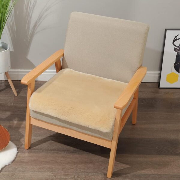 LLB Sheepskin Chair Covers Office Chair Cushion Dining Room Chair Pads Desk Chair Seat Cushion for Computer Chair Fur Area Rugs for Living Room 19x19 Inch (Pack of 1), Shearling Pearl - Image 4