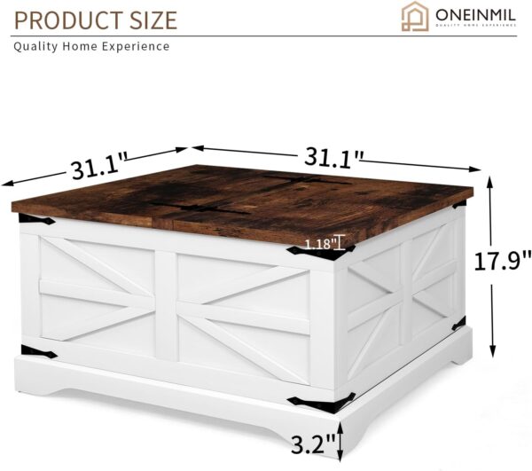 oneinmil 3-Piece Farmhouse Table Set Includes 31” Coffee Table and Side Tables with Storage Space, Retro Tables for Living Room, White - Image 3