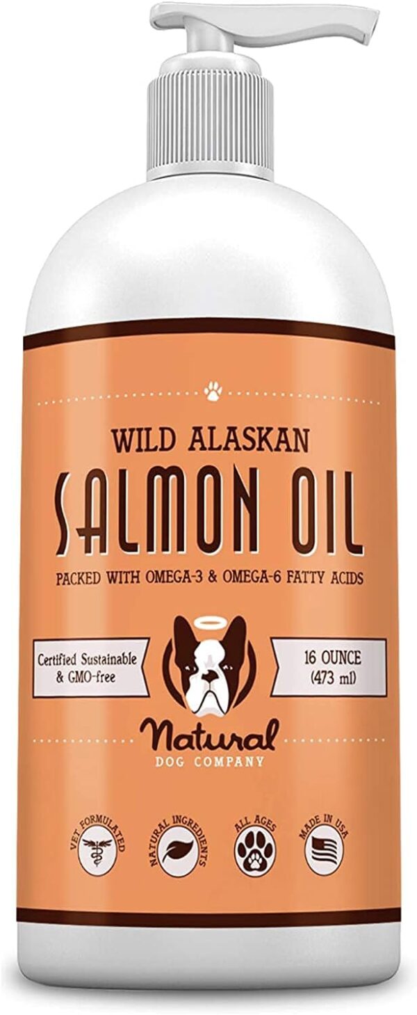 Natural Dog Company Pure Wild Alaskan Salmon Oil for Dogs (16oz) Skin & Coat Supplement for Dogs, Dog Oil for Food with Essential Fatty Acids, Fish Oil Pump for Dogs, Omega 3 Fish Oil for Dogs - Image 4