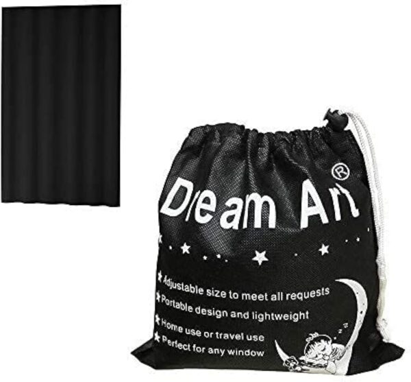 DREAM ART Anywhere Portable Blackout Curtain/Adjustable Blackout Shades/Temporary Blackout Blinds with Suction Cups for Nursery,Children Kids Bedroom or Travel Use,Black,1 pc W51xL71Inch(130X180cm)