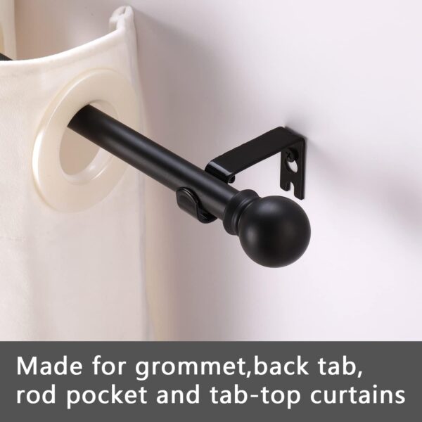Curtain Rods for windows 32-48 inch, 5/8 inch Decorative Curtain Rod Set, Matte Black Splicing Heavy Duty Metal Curtain Rod with Brackets - Image 3