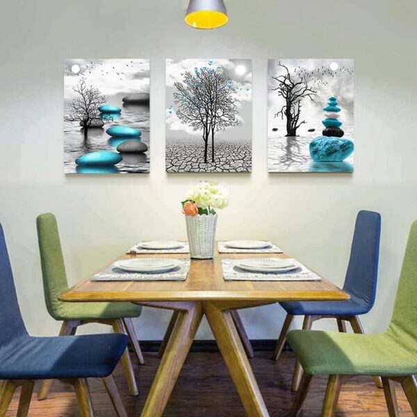 Lapremoly Wall Decor For Living Room Canvas Wall Art For Bedroom Office Decoration Black And White Wall Paintings Inspirational Abstract Blue Pictures Prints Artwork Home Decor 3 Piece 12x16 In - Image 4