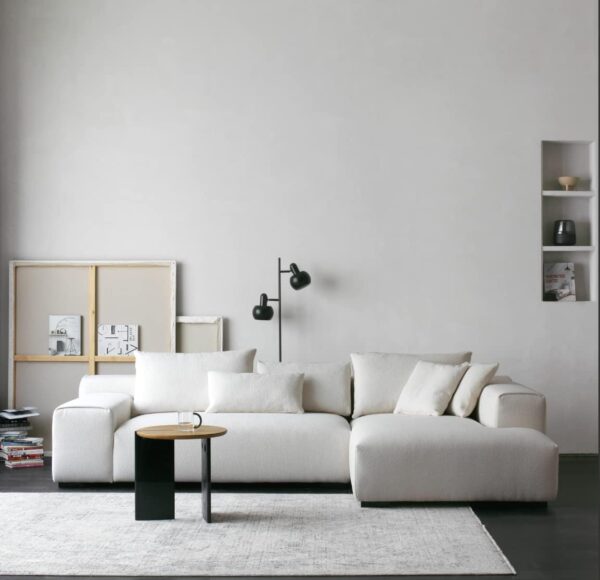 Acanva Modern Minimalist Sofa with Extra Deep Seats for Living Room, Bedroom and Lounge, L-Shaped Sectional Couch with Right Chaise,White - Image 3
