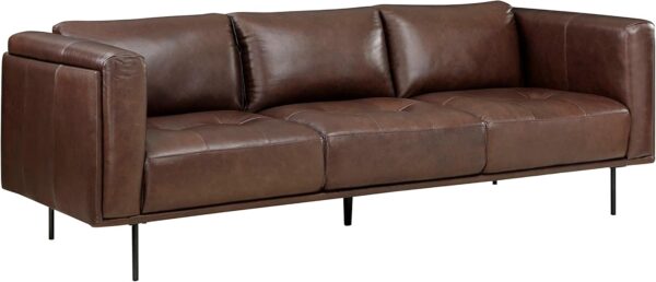 Lexicon Leather Couch, Top Grain Leather Sofa, Modern Couch, Oversized Sofa with Solid Wood Frame and Metal Legs, Couch Leather Sofas for Living Room, Bedroom, Office, 3-Seater Couches, Brown - Image 3
