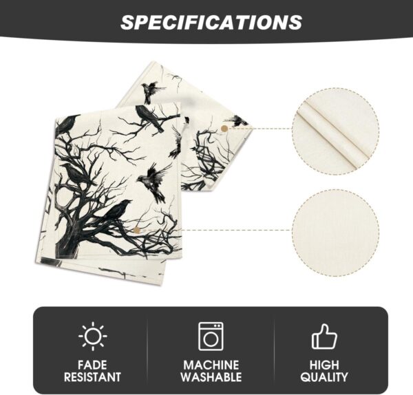 Artoid Mode Silhouette Tree Crows Branches Halloween Table Runner, Seasonal Fall Kitchen Dining Table Decoration for Home Party Decor 13x120 Inch - Image 5