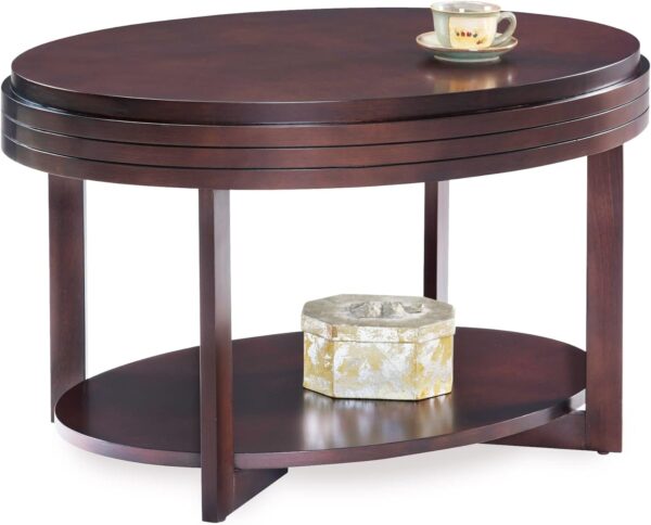 Leick Home 10109-CH Oval Small Coffee Table with Shelf, Chocolate Cherry, 23 in x 33 in x 19 - Image 6