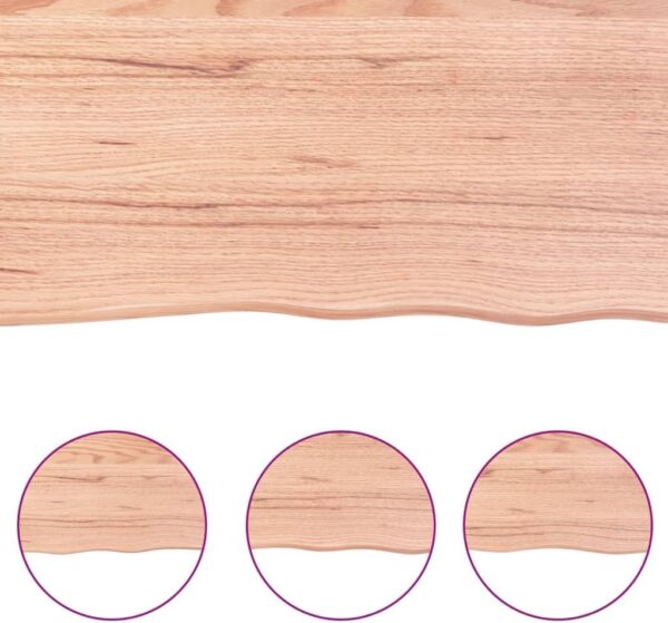 vidaXL Rectangular Table Top, Light Brown Oak Wood with Live Edge, Treated Surface, Versatile Applications for Home & Commercial Use, 6.7"x23.6"x2.4" - Image 6