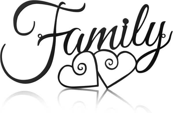 Ferraycle Metal Family Wall Decor Sign Art Rustic Family Wall Decor Wall Hanging Decoration Family Signs Home Wall Decor for Living Room Bedroom Dining Room Kitchen (Black) - Image 3