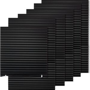 MYshade 6 Pack Temporary Blackout Paper Shades for Windows,Paper Pleated Blinds with Adhesive,No Tools No Drilling Free Cut Size Paper Room Darkening Shades(Black, 36" W x 72" H)