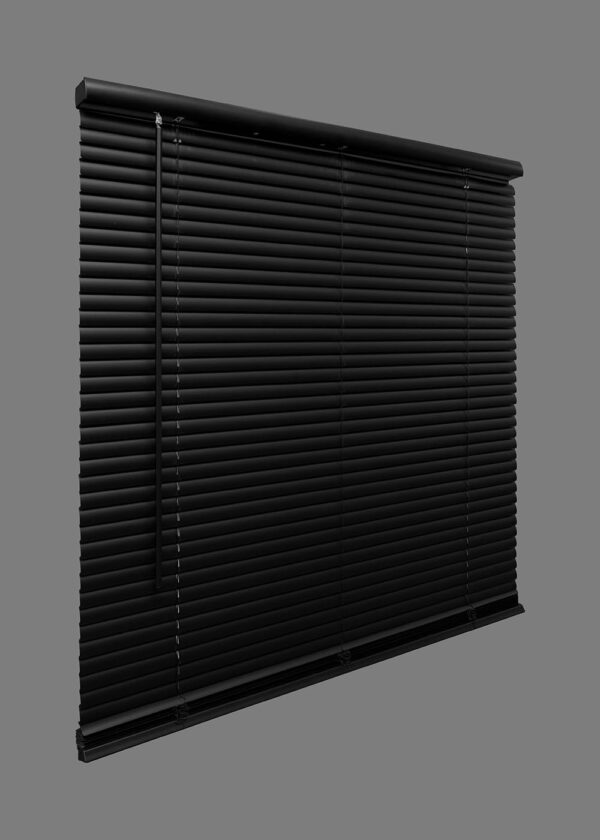 Vinyl Mini Blinds 1-Inch Cordless Room Darkening Blind for Windows - Starting at $9.97 - (Over 1,400 Custom Sizes) Vinyl Blinds, Mini Blinds, Window Blinds Cordless, Black - 22.5" W x 36" H - Image 7