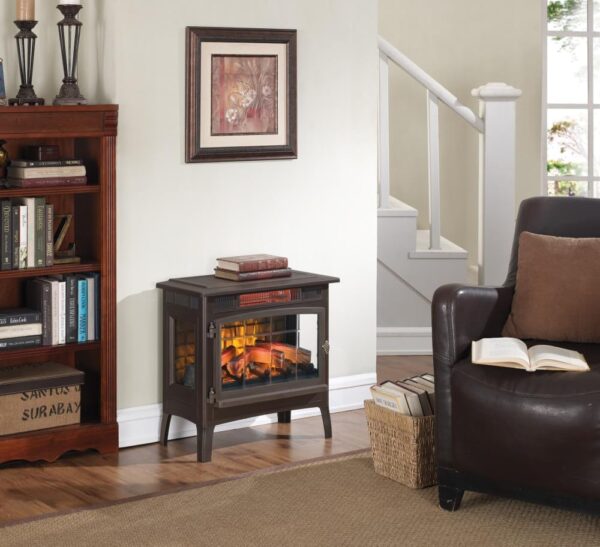 duraflame Freestanding Electric Fireplace Stove Heater with 3D Flame Effect for 1,000 Sq. Ft, Bronze - Image 3