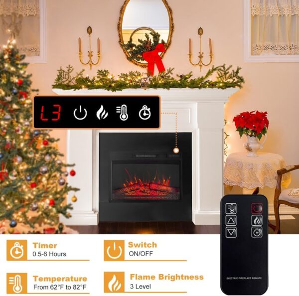 55 Inch Electric Fireplace with Mantel, Tall Fire Place Heater Freestanding with Remote Control Timer LED Flame for Living Room Bedroom, White - Image 4