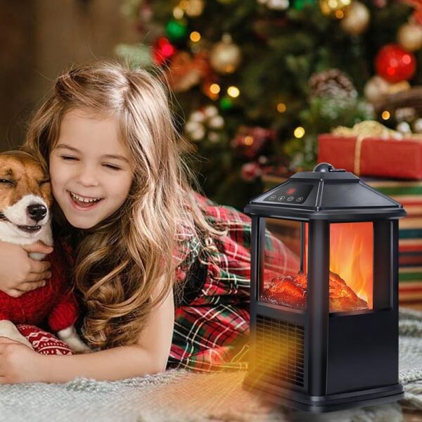 Electric Fireplace Heater with Remote 1500W Portable Freestanding Stove Heater Realistic Flame Effect 7 Colors& 3 Brightness for Indoor Use Overheating and Tip-Over Safety - Image 7