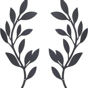 OYEFLY 2 Pieces Metal Vine Olive Branch Leaf Wall Decor,Tree Leaf Wall Decor for Living Room (Black, style1)