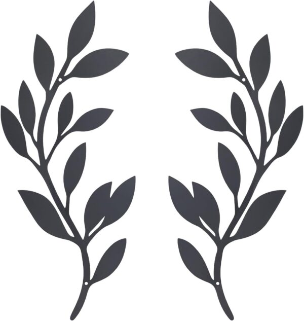 OYEFLY 2 Pieces Metal Vine Olive Branch Leaf Wall Decor,Tree Leaf Wall Decor for Living Room (Black, style1)
