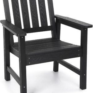 Stoog All-Weather Patio & Garden Chair, Outdoor Dining Chair with Curved Backrest, 400 lbs Support Porch Chair, Black