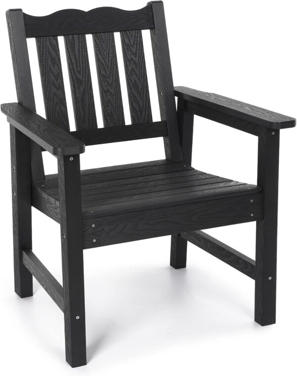 Stoog All-Weather Patio & Garden Chair, Outdoor Dining Chair with Curved Backrest, 400 lbs Support Porch Chair, Black