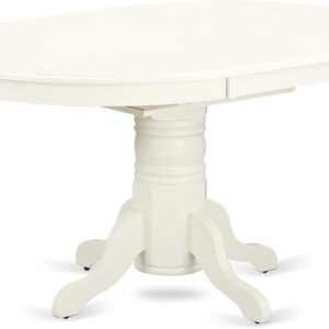 East West Furniture AVVA7-LWH-W Avon 7 Piece Set Consist of an Oval Dining Room Table with Butterfly Leaf and 6 Wood Seat Chairs, Linen White