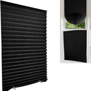 Blackout Blinds for Windows Cordless Blinds Temporary Shades Blinds No Drill Mini Blinds Black Out Blinds for Window of Bedroom,Bathroom,Kitchen Office (Black-high Shading, 23.6 * 59"(60 * 150cm))