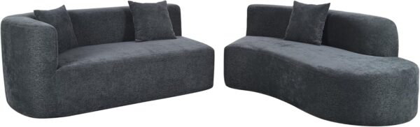 Merax Modern Minimalist Large 2-Piece Sectional Curved Chenille Sofa with 3 Pillows and High-Density Foam for Luxurious Comfort and Seamless, for Living Room, Bedroom, Grey - Image 7