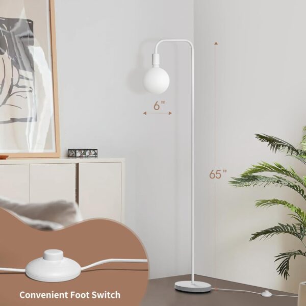 ONEWISH Floor Lamp for Living Room - Minimalist Standing Lamp with Modern LED Bulb, White Frosted Globe Glass 6", 1800K Warm Ambiant Lighting Decorative Tall Lamp for Bedroom Dorm - Image 5