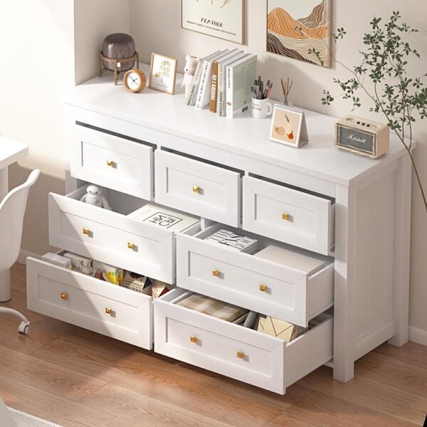 White 7 Drawers Dresser for Bedroom,Wood Farmhouse Storage Chest of Drawers, Dresser with Metal Handles,Dressers Organizer for Bedroom, Living Room,Hallway,Nursery,White - Image 2