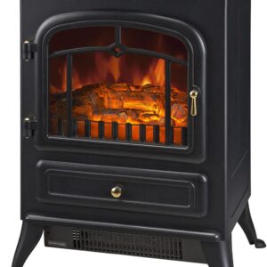 HOMCOM 22" Electric Fireplace Heater, Freestanding Fire Place Stove with Realistic LED Flames and Logs, and Overheating Protection, 750W/1500W, Black
